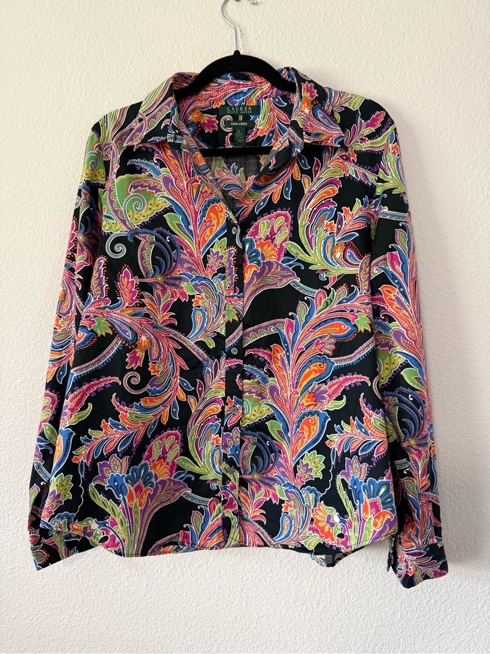 Ralph Lauren Black Multicolor Paisley Button-Down Shirt